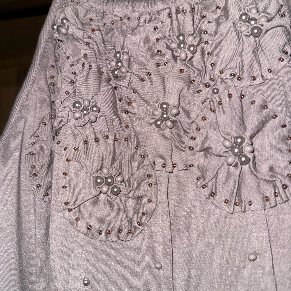 INC International Concepts Silver Bubble Skirt with Embellishments